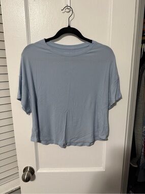 American Eagle Outfitters Pale Blue Boxy Soft & Sexy Line Short Sleeve Tee